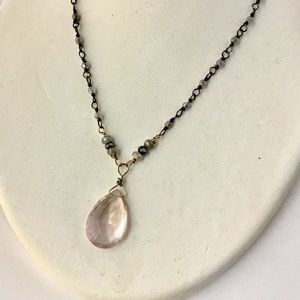 Ametrine & Labradorite Pear Shaped Gemstone Vintage inspired Necklace in silver